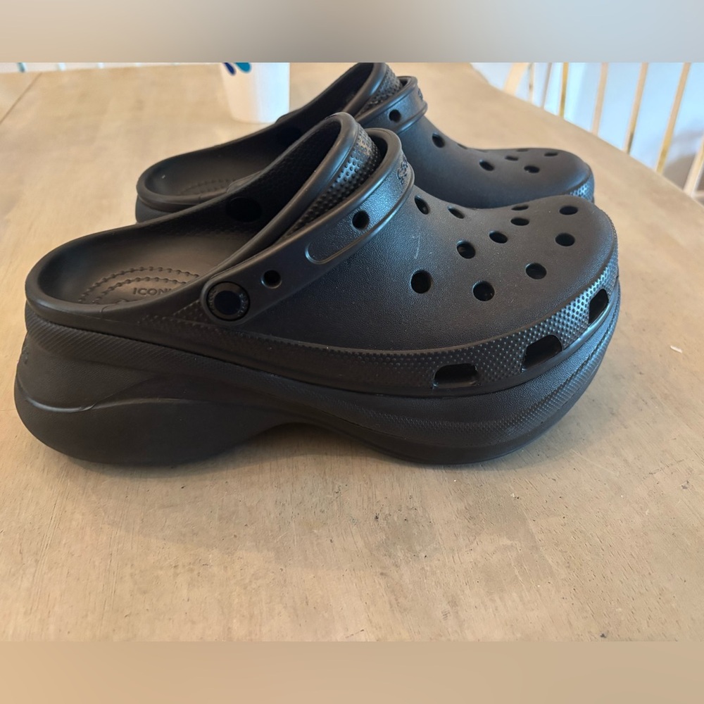 Black platform crocs